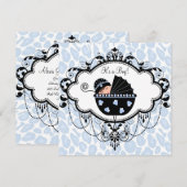 Invitation Baby Shower Bleu et Noir (Devant / Derrière)