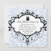 Invitation Baby Shower Bleu et Noir (Dos)