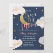 Invitation Baby shower bleu et or de la Lune Navy (Devant)