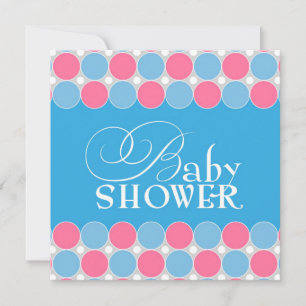 Invitation baby shower bleu et rose plat