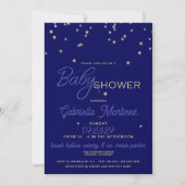 Invitation Baby shower bleu étoilé (Devant)