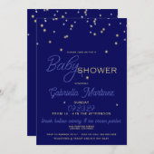 Invitation Baby shower bleu étoilé (Devant / Derrière)