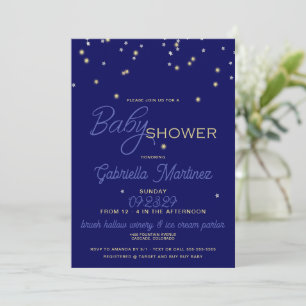 Invitation Baby shower bleu étoilé