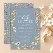 Invitation Baby shower Bleu Fleur sauvage de Bohême