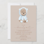 Invitation Baby shower bleu foncé minimaliste (Devant)