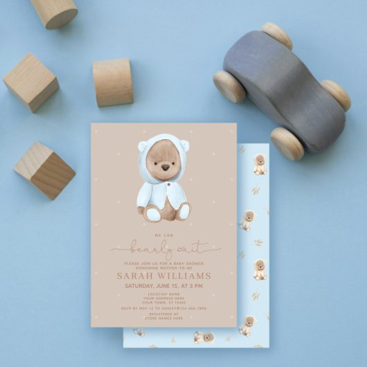 Invitation Baby shower bleu foncé minimaliste