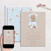 Invitation Baby shower bleu foncé minimaliste