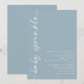 Invitation Baby shower bleu foncé pivoté (Devant / Derrière)