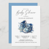 Invitation Baby shower bleu garçon (Devant / Derrière)