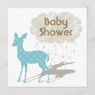 Invitation Baby shower bleu Inviation de Bambi