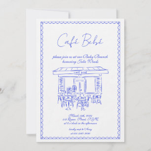 Invitation Baby shower bleu   Invitation Brunch