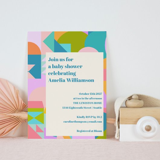 Invitation Baby shower Bleu Lavande Bleu couleur mignonne