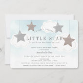 Invitation Baby shower bleu Little Star Twinkle (Devant)