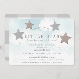 Invitation Baby shower bleu Little Star Twinkle