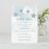 Invitation Baby shower bleu Little Star Twinkle (Debout devant)