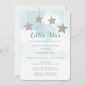 Invitation Baby shower bleu Little Star Twinkle (Devant)