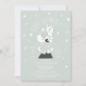 Invitation Baby shower bleu Llama Stars (Devant)