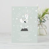 Invitation Baby shower bleu Llama Stars (Debout devant)