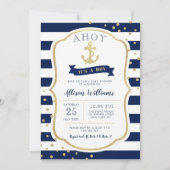 Invitation baby shower bleu marine (Devant)