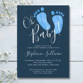 Invitation Baby shower bleu marine Oh Baby Boy moderne