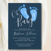 Invitation Baby shower bleu marine Oh Baby Boy moderne
