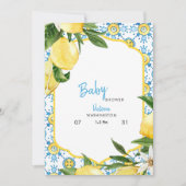 Invitation Baby shower bleu méditerranéen tropical (Devant)