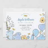 Invitation Baby shower bleu mignon (Devant)