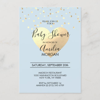 Invitation Baby shower bleu mignon de garçon de coeur de