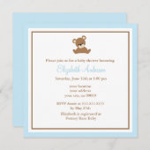 Invitation Baby shower bleu mignon d'ours (Devant / Derrière)