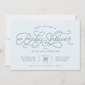 Invitation Baby shower bleu mignon et doux (Devant)