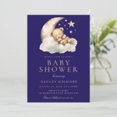 Invitation Baby shower Bleu Minuit (Debout devant)