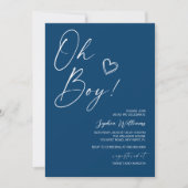 Invitation Baby shower bleu moderne (Devant)