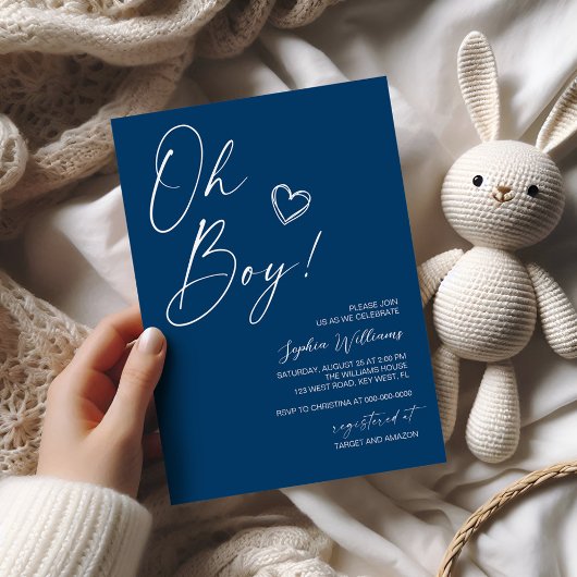Invitation Baby shower bleu moderne