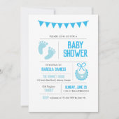 Invitation Baby shower bleu moderne garçon (Devant)