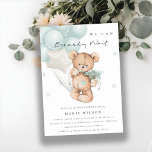 Invitation Baby shower bleu mou Bearly Wait Balloon<br><div class="desc">Pour toute autre personnalisation ou tout autre élément correspondant,  n'hésitez pas à me contacter à l'adresse yellowfebstudio@gmail.com</div>