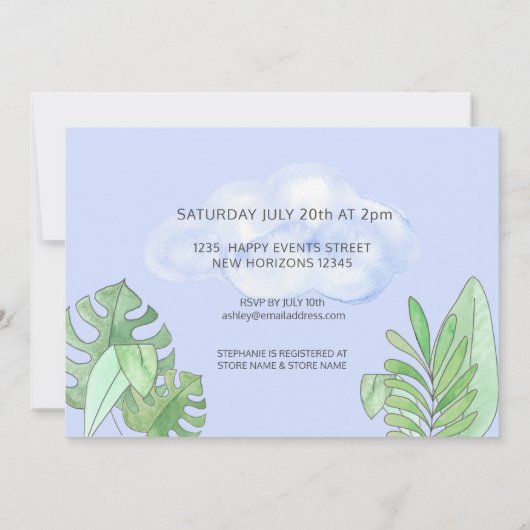Invitation Baby shower bleu mou pour bébé Sloth Blue (Dos)