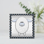 Invitation Baby shower bleu mouton (Debout devant)