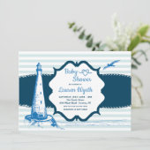 Invitation Baby shower Bleu Nautique (Debout devant)