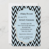 Invitation Baby shower bleu noir Chevron (Dos)