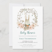 Invitation Baby shower bleu oeuf de canard vintage (Devant)