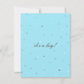 Invitation Baby shower bleu oeuf de Robin à cigogne sophistiq (Dos)