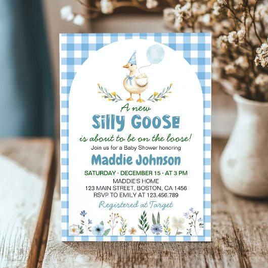 Invitation Baby shower bleu oie soyeux