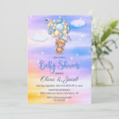 Invitation Baby shower Bleu Ours Teddy (Debout devant)