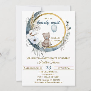 Invitation Baby shower Bleu Ours Teddy