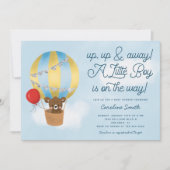 Invitation Baby shower Bleu Ours Teddy à air chaud (Devant)