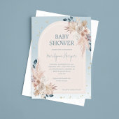 Invitation Baby shower bleu Pampas Grass Boho