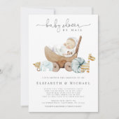 Invitation  Baby shower Bleu Par Mail Boho Distance Sociale (Devant)
