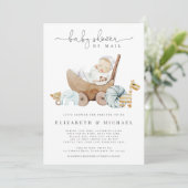 Invitation  Baby shower Bleu Par Mail Boho Distance Sociale (Debout devant)