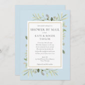 Invitation Baby shower Bleu Par Mail Végétation Longue Distan (Devant / Derrière)