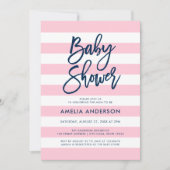 Invitation Baby shower bleu Pastel rose et blanc (Devant)